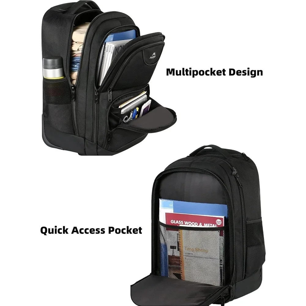 MATEIN Wheels Backpack 18 inch Rolling Travel Suitcase Computer Laptop Bag Black